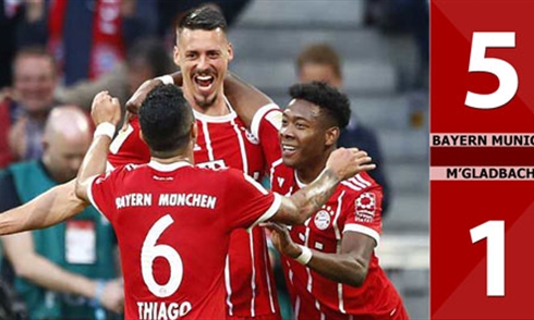 Video bóng đá Bundesliga: Bayern Munich 5-1 M'gladbach