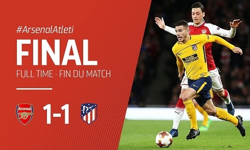 Video bóng đá Europa League: Arsenal 1-1 Atletico Madrid