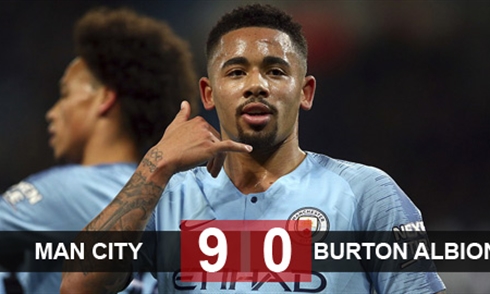 Video bóng đá League Cup: Man City 9-0 Burton