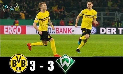 Video bóng đá Cup QG Đức: Dortmund 1-1 Werder Bremen (AET: 3-3)