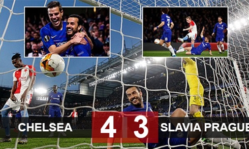 Video bóng đá Europa League: Chelsea 4-3 Slavia Praha