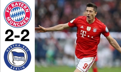 Video bóng đá Bundesliga: Bayern Munich 2-2 Hertha Berlin