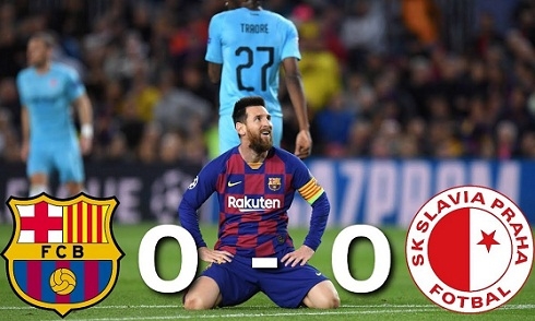 Video bóng đá Champions League 2019/20: Barcelona 0-0 Slavia Prague