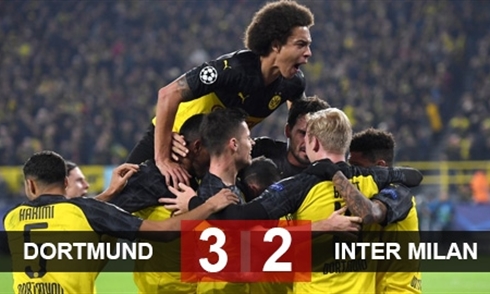 Video bóng đá Champions League 2019-2020: Dortmund 3-2 Inter Milan