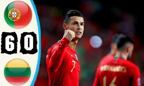 Video bóng đá VL EURO 2020: Bồ Đào Nha 6-0 Lithuania