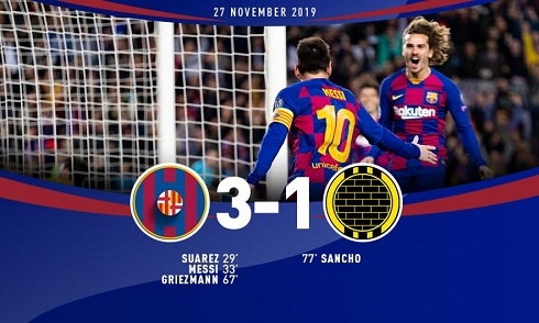 Video bóng đá Champions League 2019-2020: Barcelona 3-1 Dortmund