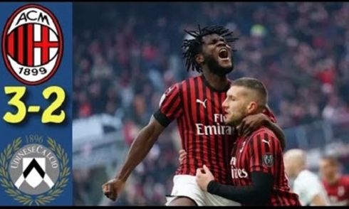 Video bóng đá Serie A 2019/2020: AC Milan 3-2 Udinese