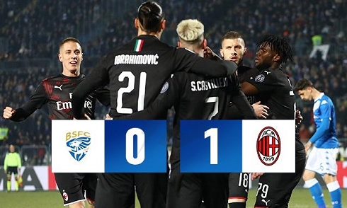 Video bóng đá Serie A 2019-2019: Bresica 0-1 AC Milan