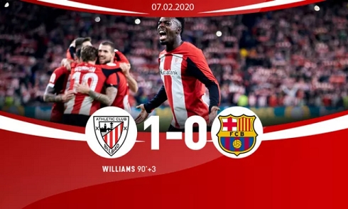 Video bóng đá Cup Nhà Vua Tây Ban Nha: Bilbao 1-0 Barcelona