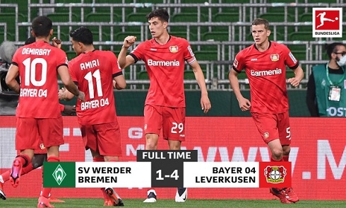 Video bóng đá Bundesliga 2019/2020: Werder Bremen 1-4 Leverkusen