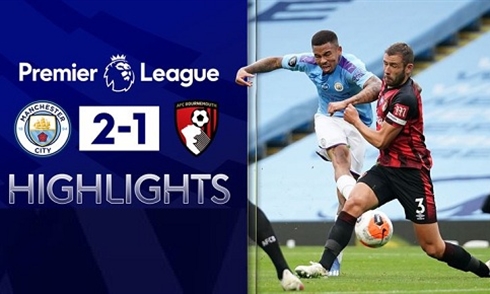 Video bóng đá Premier League 2019-2020: Man City 2-1 Bournemouth