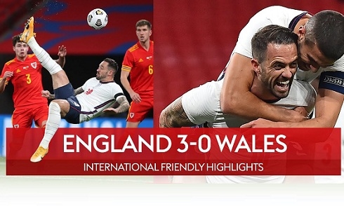 Video bóng đá Giao Hữu Quốc Tế 2020: Anh 3-0 Wales