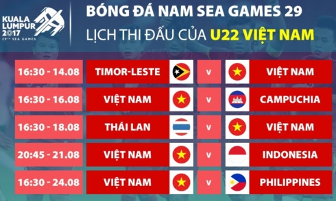 SEA Games 29: Công bố ngày giờ thi đấu môn bóng đá nam