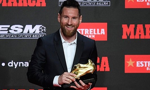 Lionel Messi lần thứ 6 nhận Chiếc giày Vàng châu Âu